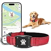 Myiwb GPS Dog Collar Tracker 2-in-1,Reflective Waterproof Pet Collar,iOS-Only,No Monthly Fees,Unlimited Range,Ideal for Dog Tracking pet Tracker,for Small Medium Large Dogs(M (15"-20.5"), Red)