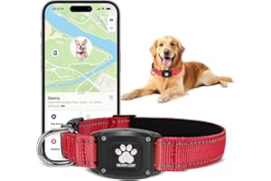 Myiwb GPS Dog Collar Tracker 2-in-1,Reflective Waterproof Pet Collar,iOS-Only,No Monthly Fees,Unlimited Range,Ideal for Dog Tracking pet Tracker,for Small Medium Large Dogs(M (15"-20.5"), Red)