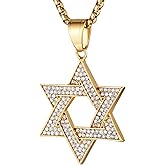 HZMAN Women Men Stainless Steel Israel Magen David Necklace Star of David Pendant