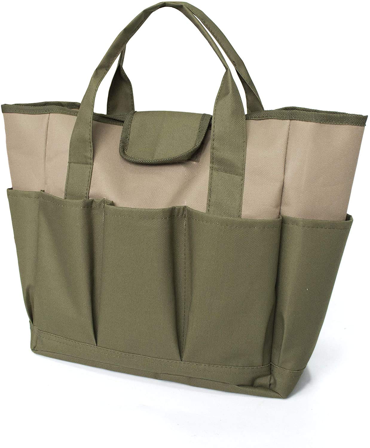 Namvo Garden Tool Kit, Large Garden Tote Bag with Multi Pockets for Gardening Tool Kit, Garden Tool Bag (Green+ Khaki)
