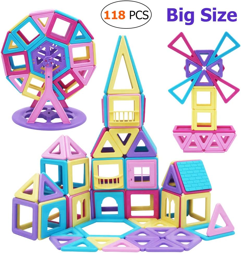 Yuhebaby Blocks Tiles Toys for Kids, 118 PCS Boys Girls