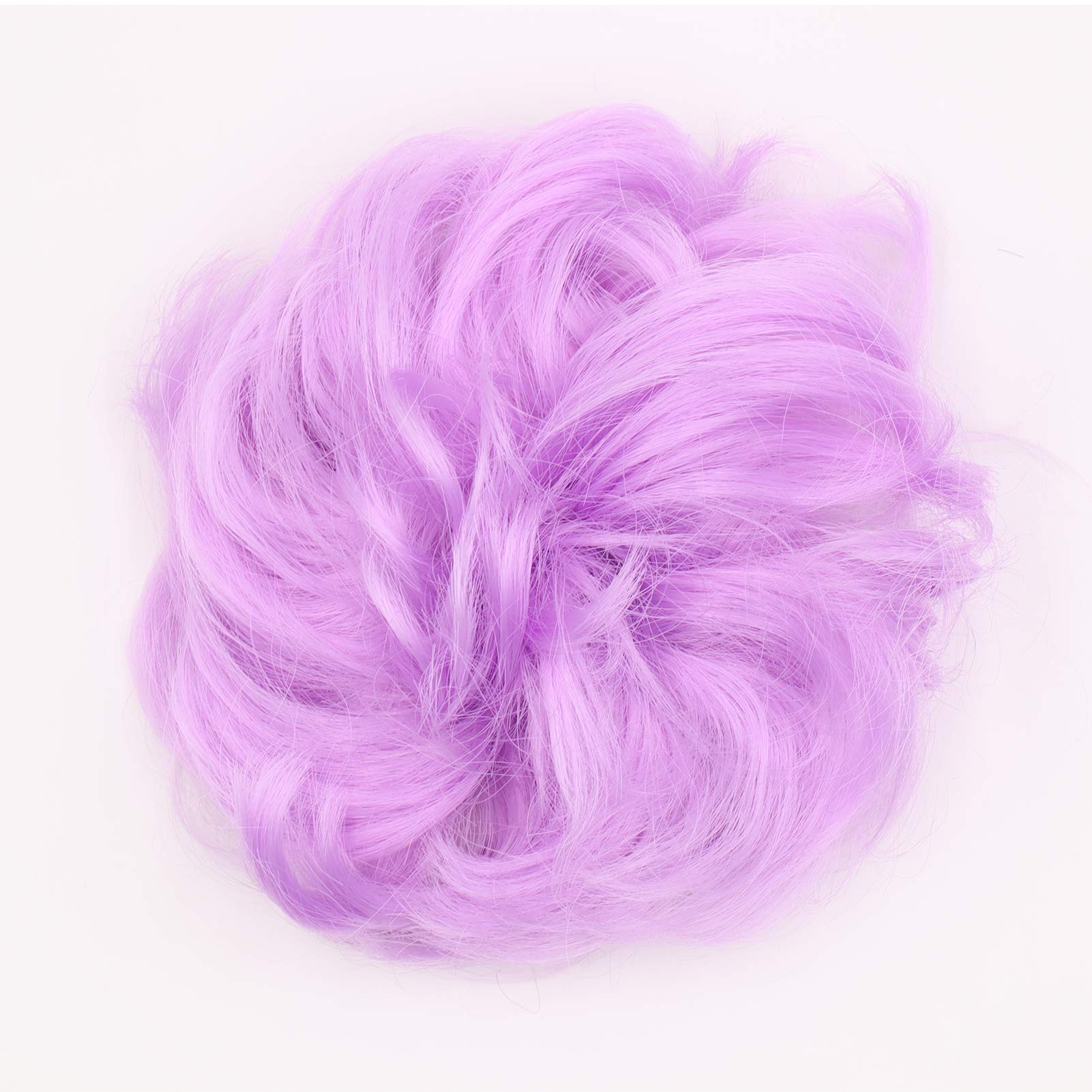 Messy Hair Scrunchies & Extensions - Curly Wavy Pieces & Donut Hair Chignons - Updo & Ponytail Accessories For Women, Light Purple — image 1