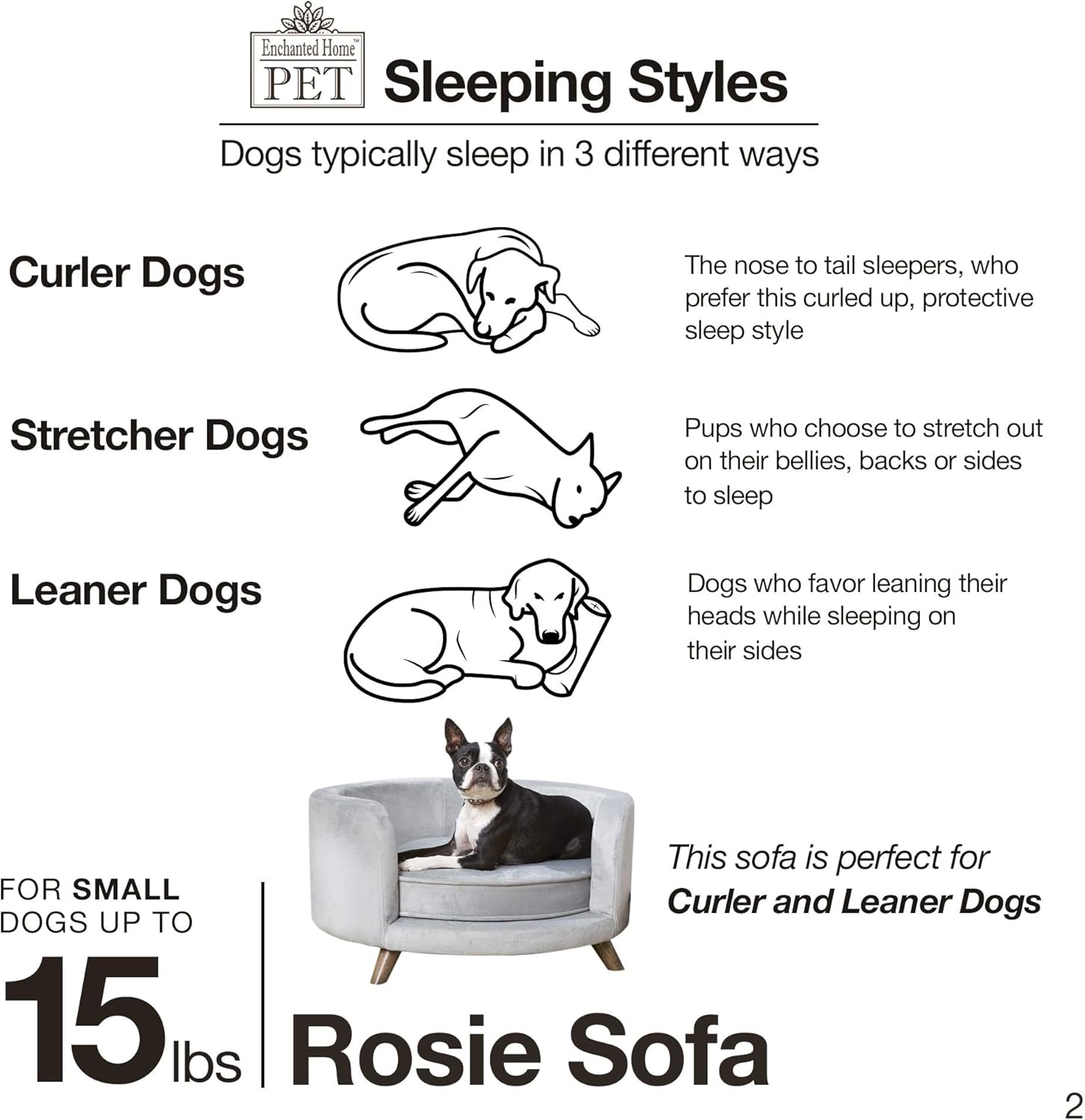 Enchanted Home Pet Rosie Sofa - Grey, Medium (CO3201-18GRY) : Pet Supplies
