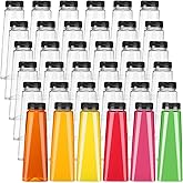 Lallisa 36 Pcs Plastic Juice Bottles Bulk with Caps Leakproof Reusable Juice Bottles Empty Clear Water Beverages Drink Containers Mini Fridge Storage for Juicing Smoothies Milk(10 oz,Black)