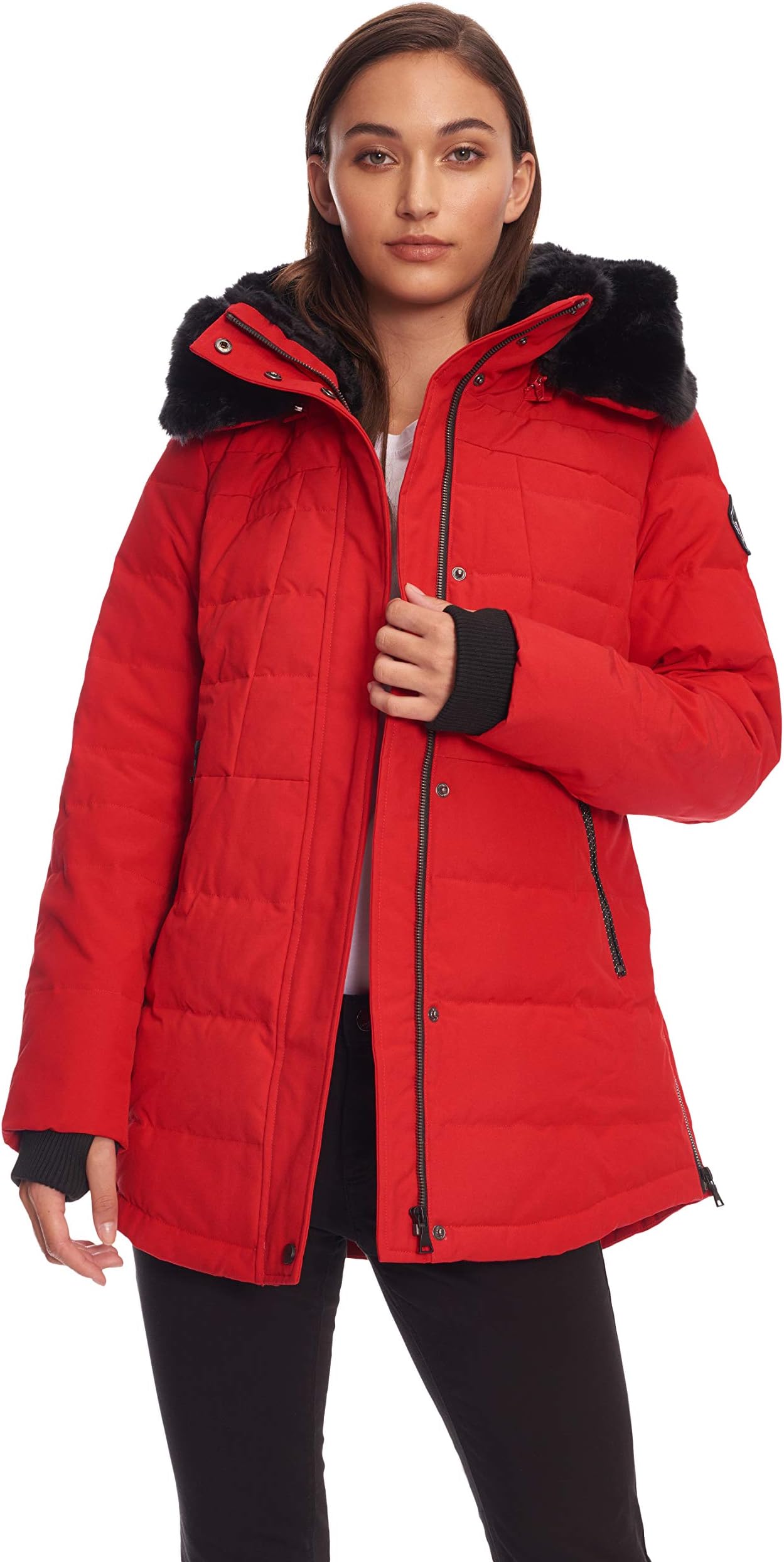 Alpine North Women’s Short Down-Fill Winter Parka & Ski Coat with Vegan Faux Fur
