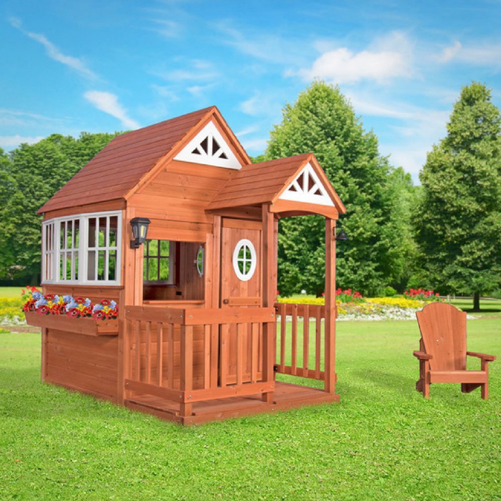backyard discovery deluxe cedar mansion playhouse