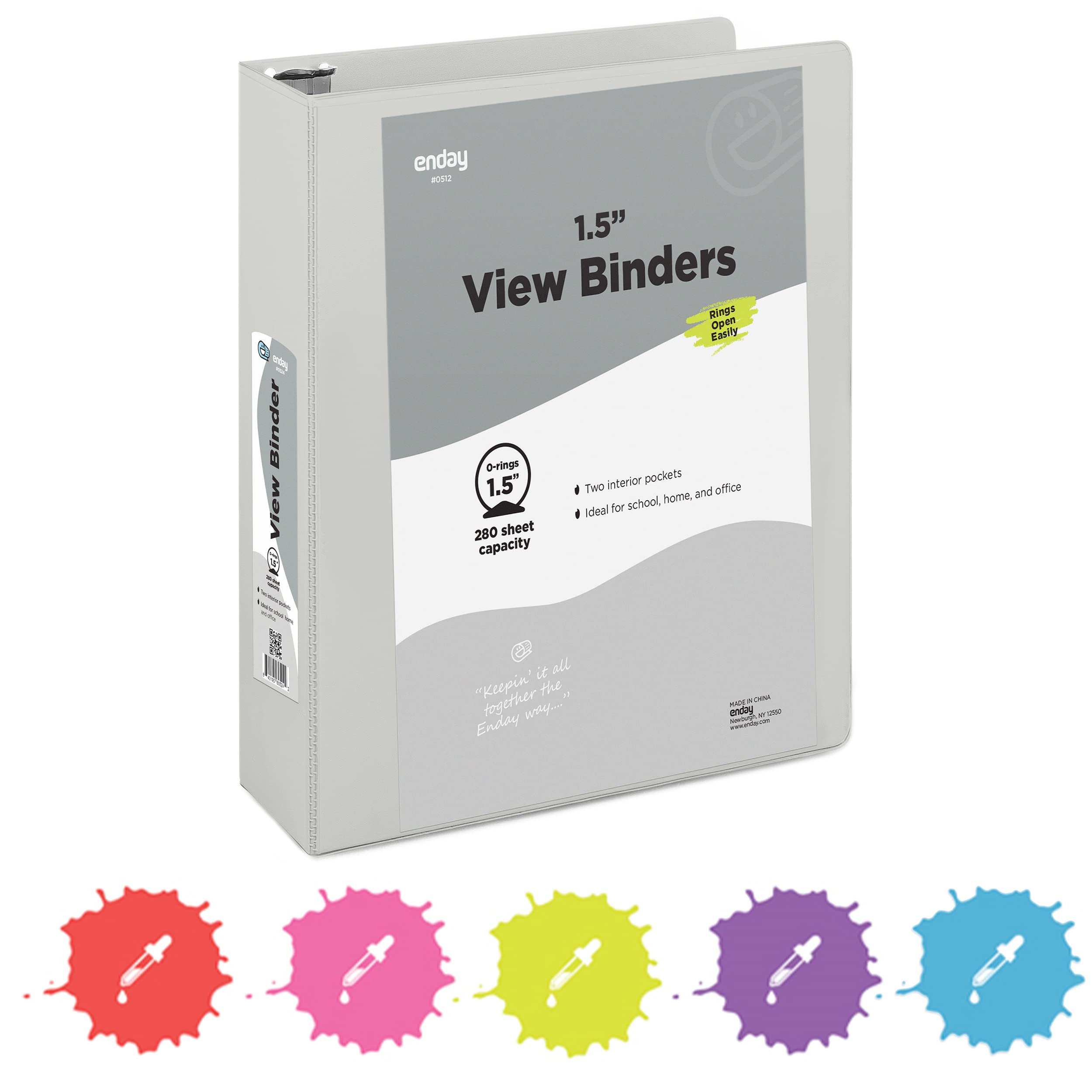 3 Ring Binder 1.5 Inch Grey, 1 ½ inch Binder Clear