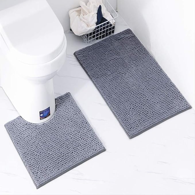 2 Piece Bathroom Cushion Cover Embossed Flannel Floor Carpet Cushion
