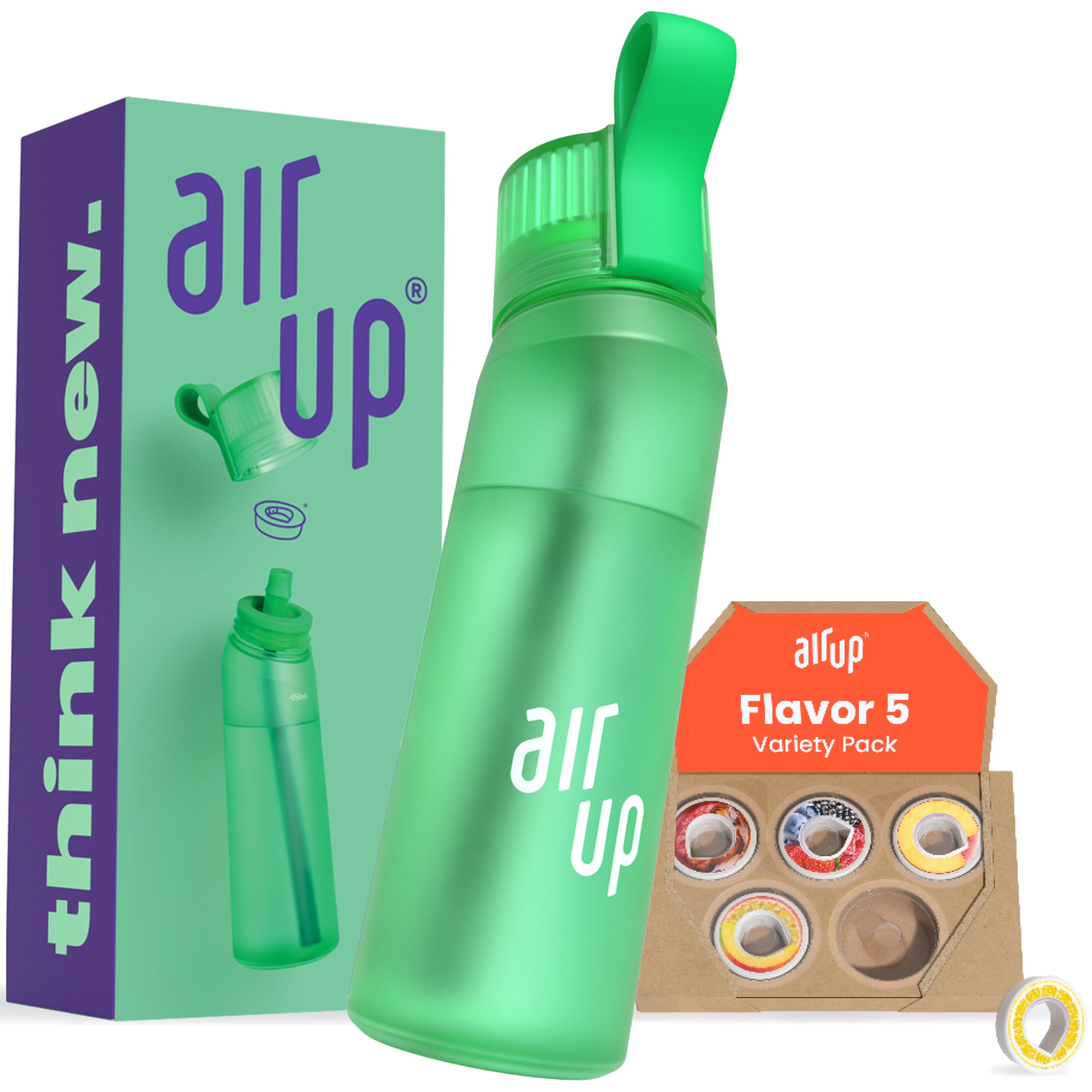 Photo 1 of air up® water bottle (22 oz) for school, sports, gym | includes 5 scent pods & straw | flavored bottle in green – also for kids, boys, girls | no calories, sugar-free and suitable for carbonation