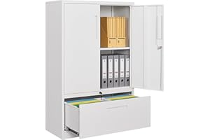 SISESOL Metal Storage Cabinet with Drawer,White File Cabinets, Locking Steel Storage Cabinet with Doors and Shelves for Home,Office,Warehouse,Garage,School,Fit A4/Letter/Legal File (1 Drawer)