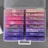 Novelinks 4x6 Photo Organizer Box with Handle, 16 Inner Cases, Pink Purple view 6