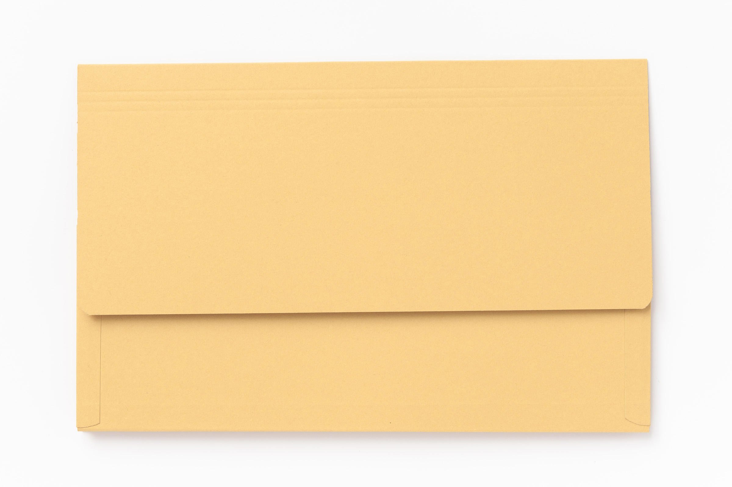 Exacompta - Ref PW5-YLWZ - Guildhall - 3/4 Flap Legal Document Wallet - Foolscap for A4 Documents, 35mm Gusset, 315gsm Heavyweight Manilla - Yellow (Pack of 25)