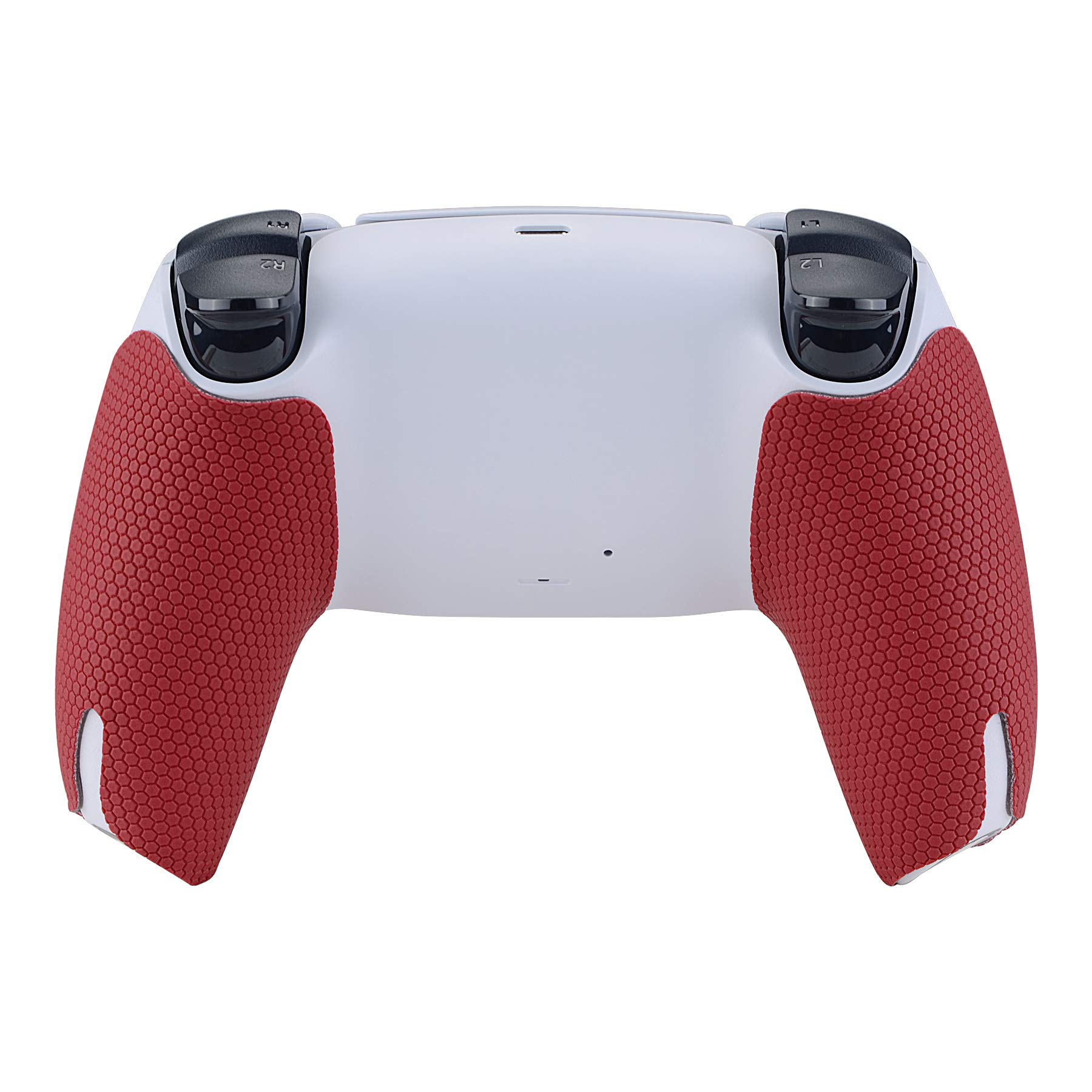 eXtremeRate PlayVital Red Anti-Skid Sweat-Absorbent Controller Grip for ps5 Controller, Professional Textured Soft Rubber Pads Handle Grips for ps5