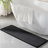 Black Memory Foam Bath Runner Mat Long Narrow Bathroom Rug Microfiber Bathroom Carpet Non Slip Soft Absorbent Washable Bathrug,16" x 47"