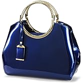HOXIS Charm Glossy Metal Grip Structured Shoulder Handbag Women Satchel