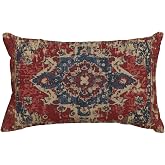 AVOIN colorlife Boho Red Throw Pillow Cover 12x20 Inch | Bohemia Ethnic Style Carpet Pattern Cushion Case for Sofa Couch