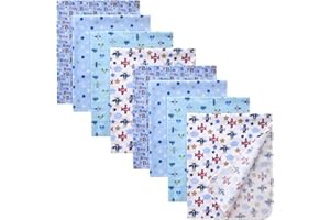 Waoot Kdet Cotton Flannel Receiving Blankets Baby 8 Pcs, Baby Swaddle Blankets, Infant Flannel Blanket 30 X 30 Inch for Boy Girl (Style1)