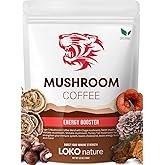 Tiger Organic 5 Mushroom Instant Coffee – 30 Servings with 100% Arabica | Immune System Booster, Reishi, Maitake, Shiitake, Chaga & Turkey Tail Mushrooms | Gluten & Dairy Free, Vegan - Natural Energy