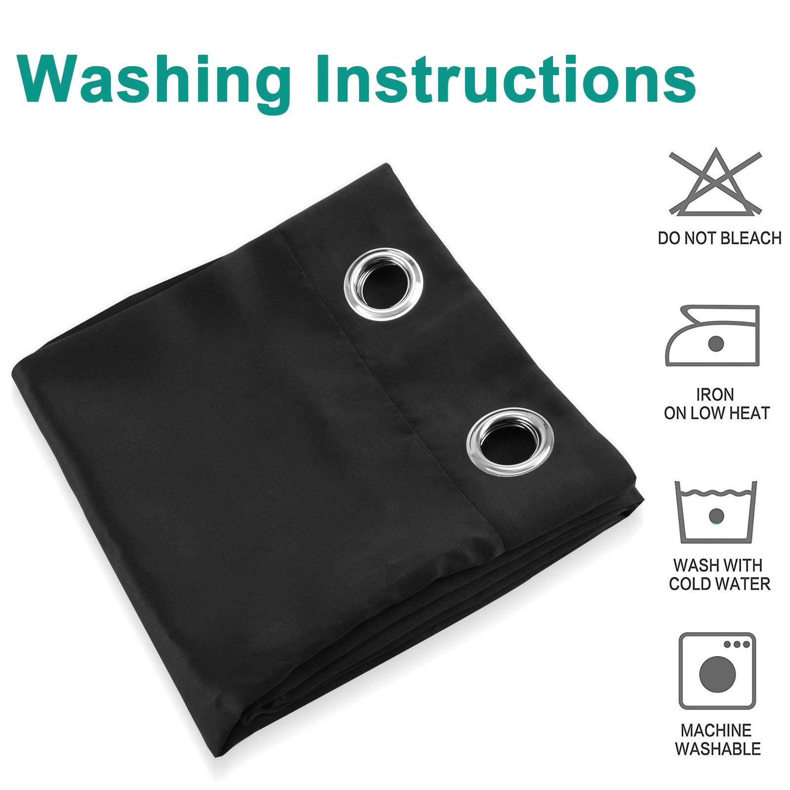 Voilarmart Blackout Curtains 52 x 95 Thermal Insulated Light Reducing Grommet Top Window Curtain Set for Bedroom, Living Room, 2 Panels - Black