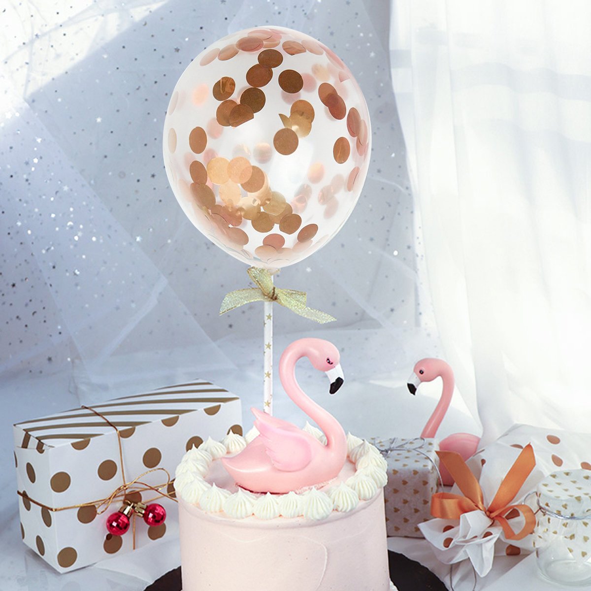 Geila Joyeux Anniversaire Banniere Et 10 Pieces 12 Pouces Or Confettis Points Ballons Ballons De Fete Pour Les Decorations De Fete Danniversaire 10 Pcs Or Confettis A Ete Mis Dans Les Ballons