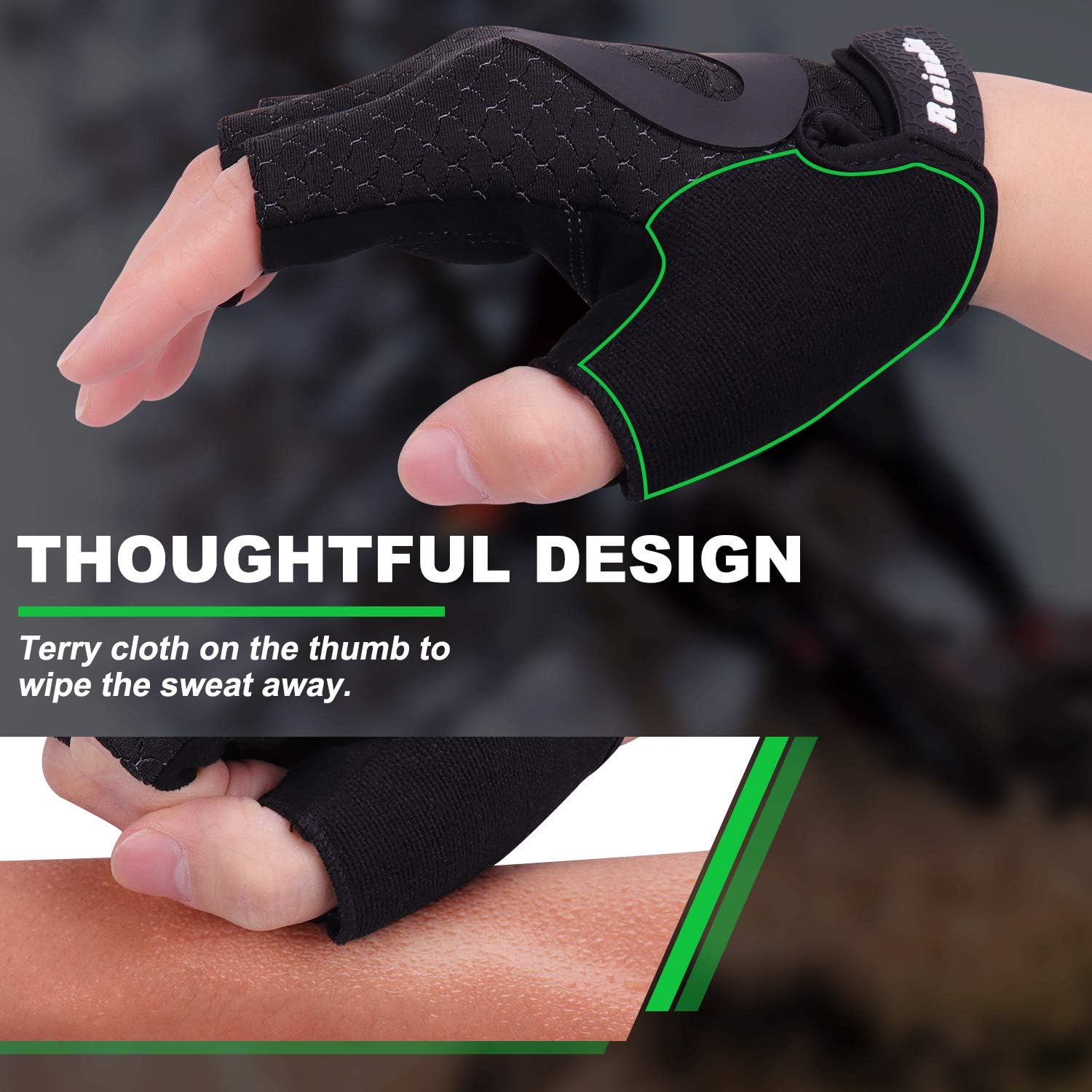 Reinalin Cycling Gloves Bike Gloves Bicycle Gloves Gym Gloves Lightweight 3MM Gel Pad Shock-Absorbing Anti-Slip Breathable for Biking MTB Road Biking Mountain Bike for Men Women : Clothing