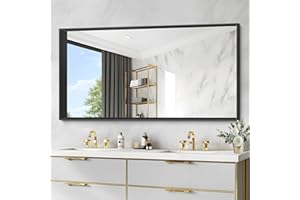 DESBING 60 x 30 Inch Black Bathroom Vanity Mirror, Matte Black Wall Mirror with Metal Frame, Decorative Rectangular Vanity Mirror for Bedroom Bathroom Living Room Entryway (Horizontal/Vertical)