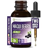 ECOLINIA Maqui Berry Drops for Eye Health, Immune & Dry Eye Support, All in 1 Formula Supplement Tincture w/Lutein Zeaxanthin & Bilberry Eyebright Herb Extract. 2 oz