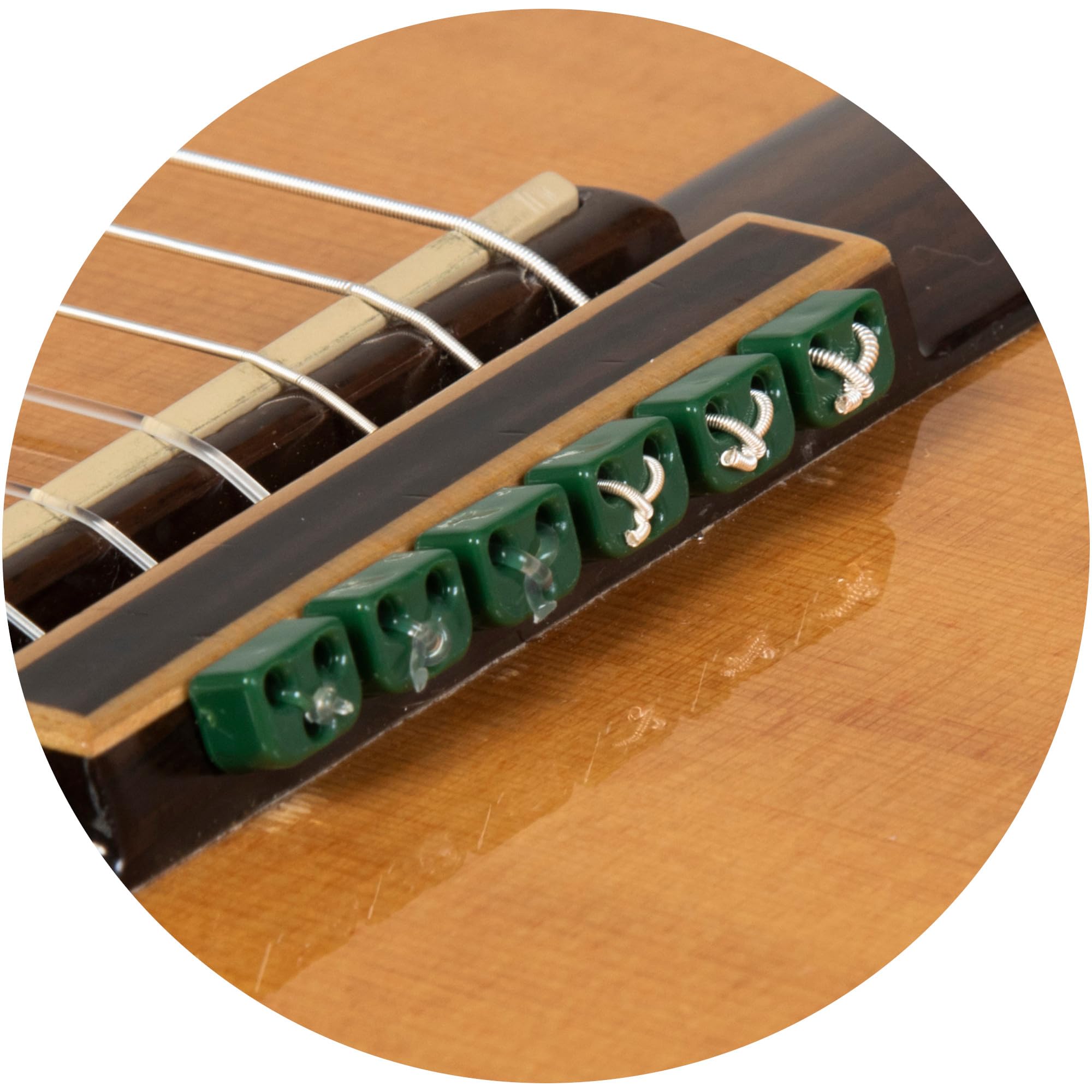 Classical Guitar Bridge Beads – Green Gloss Tie Blocks for Nylon & Carbon Strings – Fits Flamenco Guitars - Alba GB