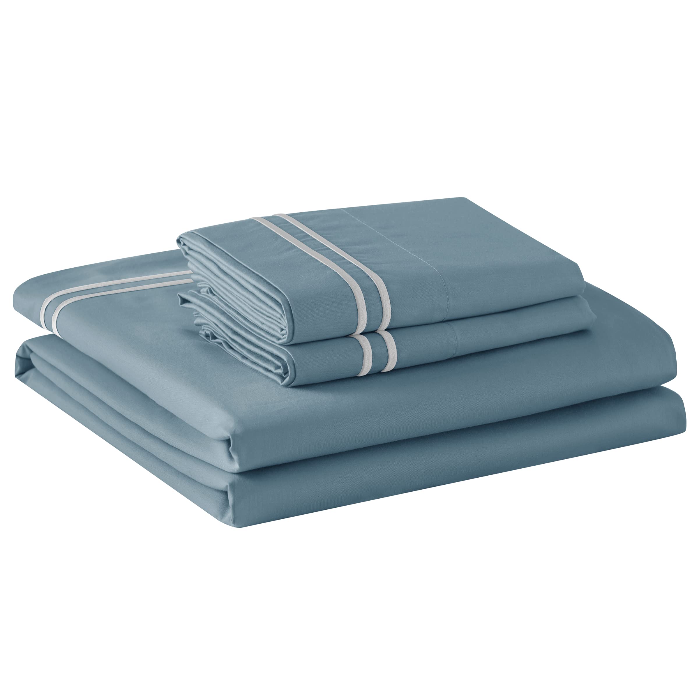 TOYABR Duvet Cover Set 3 Piece Bedding-60% cotton and 40% Tencel-2 Pillowcases +1 Duvet Cover-breathability & lightness（Light Blue,135x200cm,50x75x1cm）