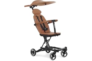 Evolur Cruise Rider Stroller with Canopy, Lightweight Umbrella Stroller with Compact Fold, Easy to Carry Travel Stroller - Cognac