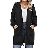 IN'VOLAND Women Plus Size Zip Up Hoodies Long Sleeve Tunic Sweatshirt Long Fleece Hoodie Jacket with Pockets