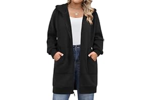 IN'VOLAND Women Plus Size Zip Up Hoodies Long Sleeve Tunic Sweatshirt Long Fleece Hoodie Jacket with Pockets