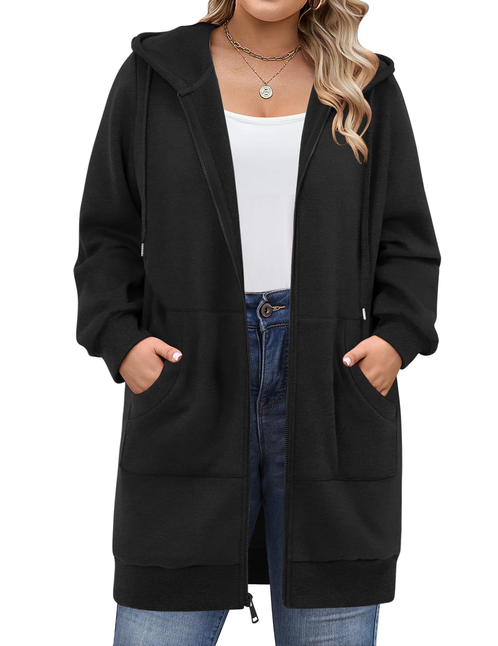 IN'VOLAND Women Plus Size Zip Up Hoodie