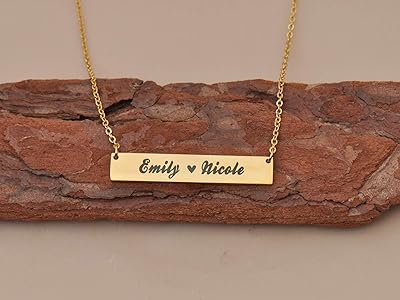 Amazon Com Love Wind Gold Bar Necklace Custom Personalized Marichea Name Necklace Best Friend Necklace Jewelry
