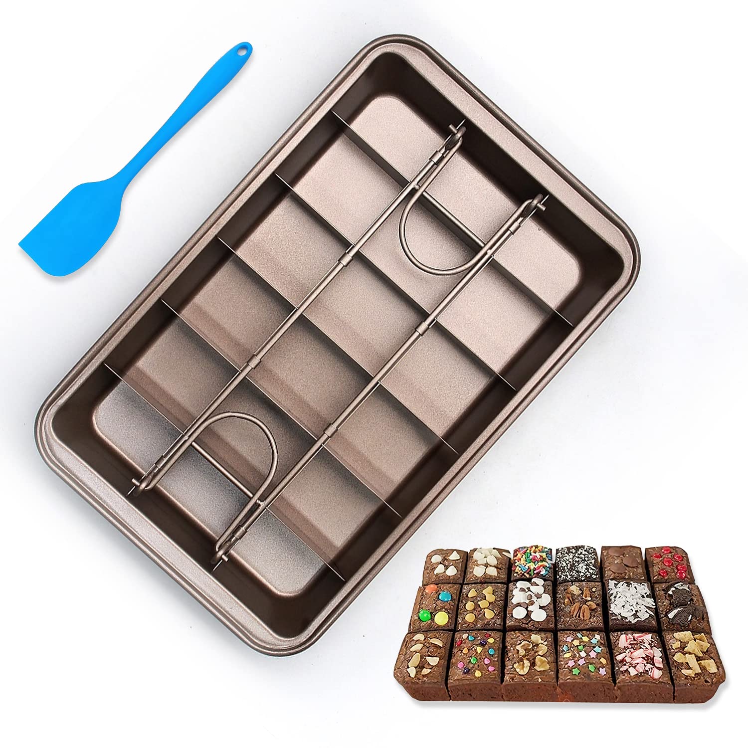CHEDODU Brownie Tin: High Carbon Steel 18-Lattice Brownie Baking Tray with Dividers for Oven Baking
