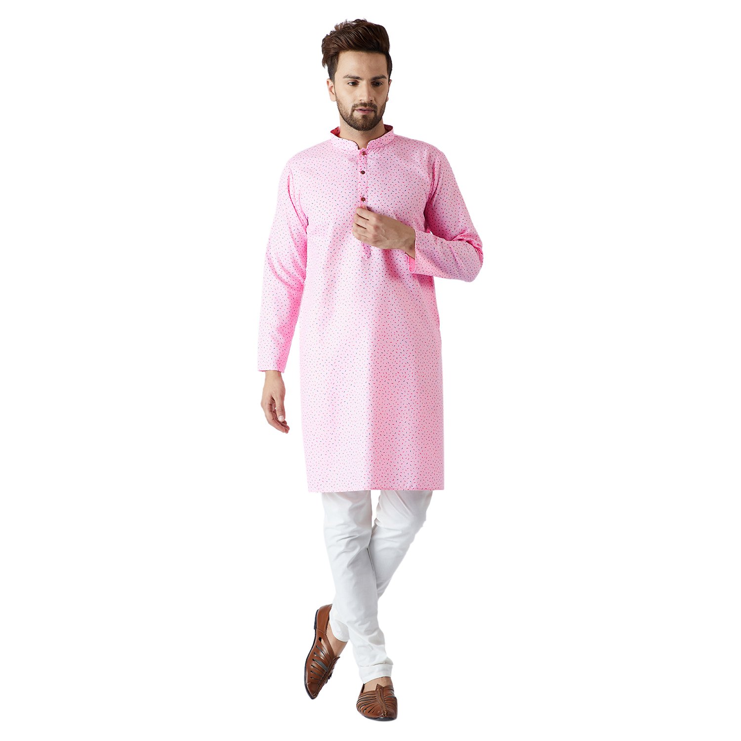sojanya (since 1958), men's cotton linen kurta and churidaar pyjama set