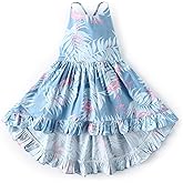 Toddler Vintage Floral Girls Dress Baby Backless Sundress Sleeveless Matching Outfits 5-6Y