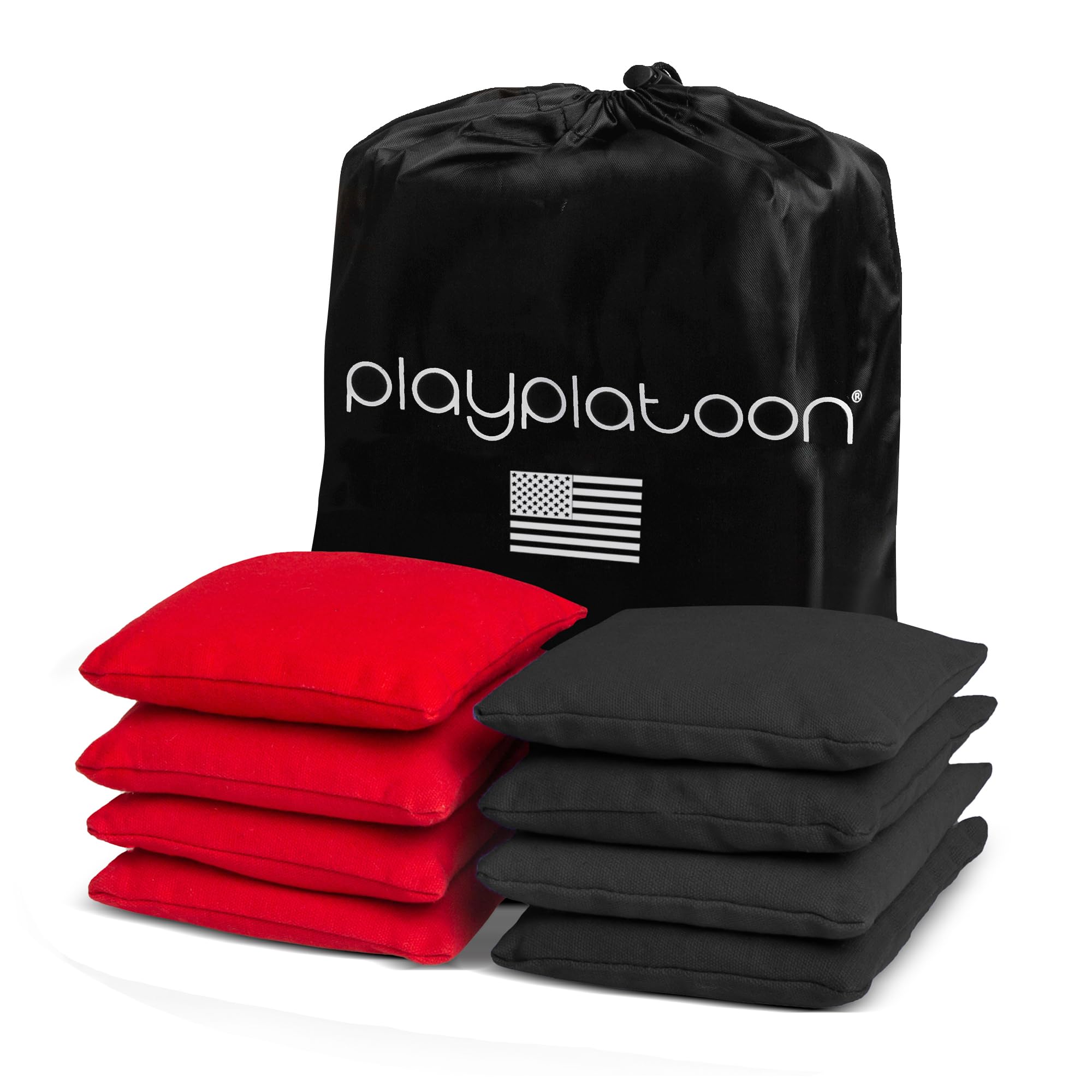 Play Platoon Cornhole Bags Set of 8, Red & Black Duck Cloth
