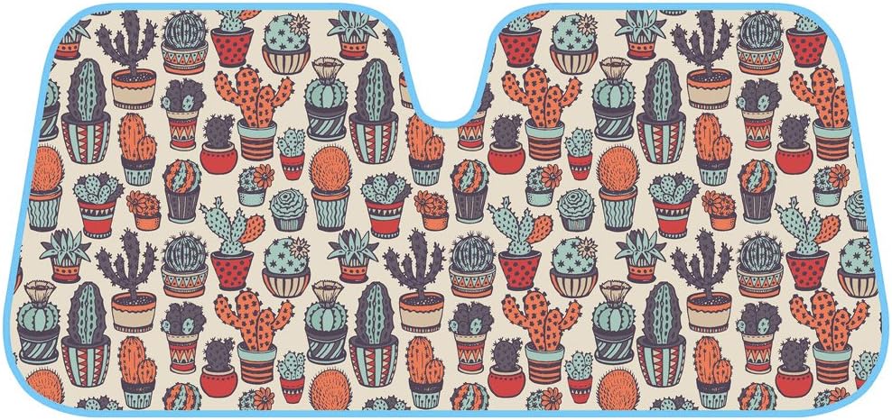 BDK AS-771 Southwest Cactus-Front Windshield Shade-Accordion Folding Auto Sunshade for Car Truck SUV-Blocks UV Rays Sun Visor Protector-Keeps Your Vehicle Cool-58 x 28 Inch