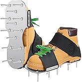 Pre-Assembled Lawn Aerator Shoes with Secure Adjustable Strap for Clay Soil | 3MM Thick Metal Base, 2" Bend-Resistant Heat-Treated Spikes, Anti-Loosening Lock Nuts, Snug Fit for US Shoe Sizes 6-11(Green)