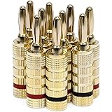 Monoprice 24k Gold Plated Speaker Banana Plugs, Closed Screw Type (5 Pairs)