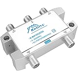 KELIIYO 4 Way Coaxial Cable Splitter 5-2500MHz,Work with Satellite TV CATV Antenna System and MoCA Configurations (Sliver-4 W