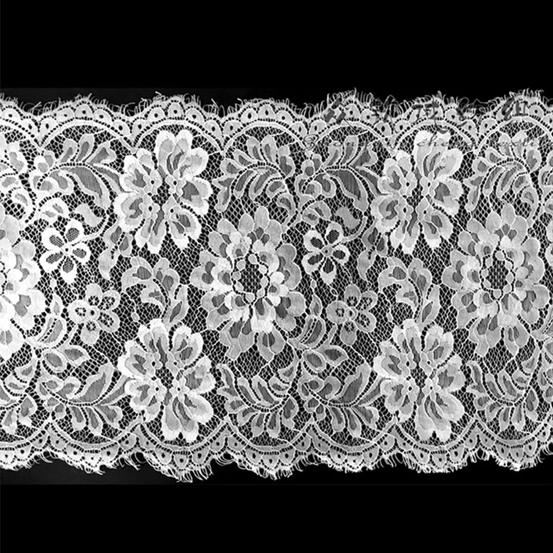 xingmo 3 Meters Thin Lace Edge Trim Ribbon Floral Lace Ribbon Embroidered Applique Tulle Lace Trimming Fabric for Sewing, Clothing, Dress, Wedding Dress Width 28cm (White)