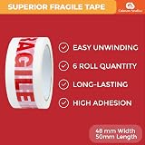 Crimson Starfish Fragile Tape & Dispenser 6 Rolls 48mm x 50m view 2