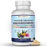 Essentialife Immune Support Supplement 10 in 1 Elderberry, Echinacea, Vitamin D, Vitamin C 1000mg & Zinc Supplement - Take Charge of Your Health with Immune Booster for Adults - 60 Vitamins Capsules