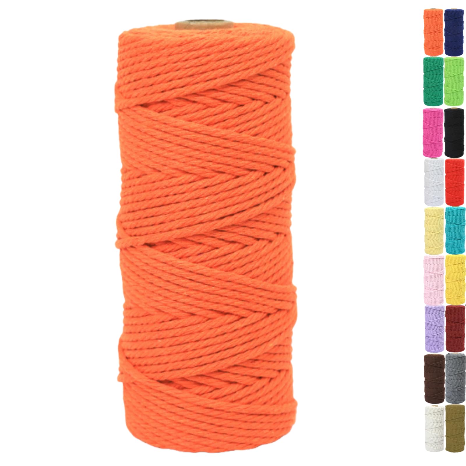 Binwat Natural Macrame Cotton Cord Twine String Cord Colored Cotton Rope Macrame Yarn Craft Cord for DIY Crafts Knitting Plant Hangers Christmas Wedding Decor (Orange, 2mmx200m)