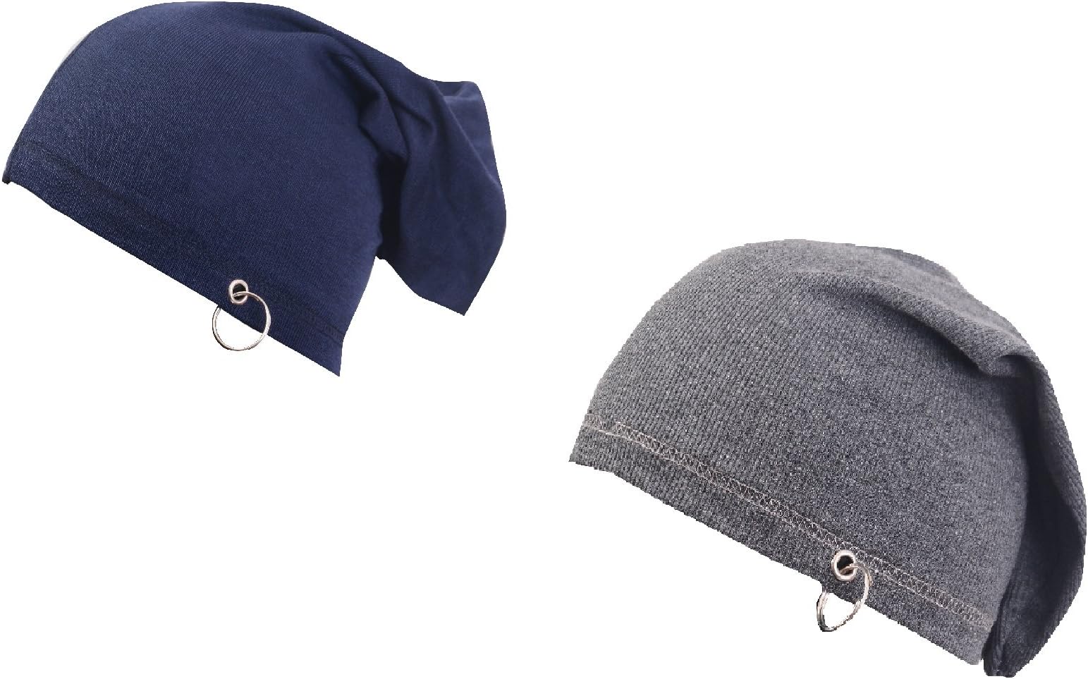 Krystle Unisex Cotton Beanie Cap (Pack Of 2) (KRY-PO2-NB-DGREY-RING-BEANIE-BOY_Navy Blue And Dark Grey_Free Size)