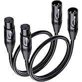 Cable Matters 2-Pack Premium XLR to XLR Cables - 1ft, Male to Female Microphone Cable, Oxygen-Free Copper (OFC) Mic Cord, Bla