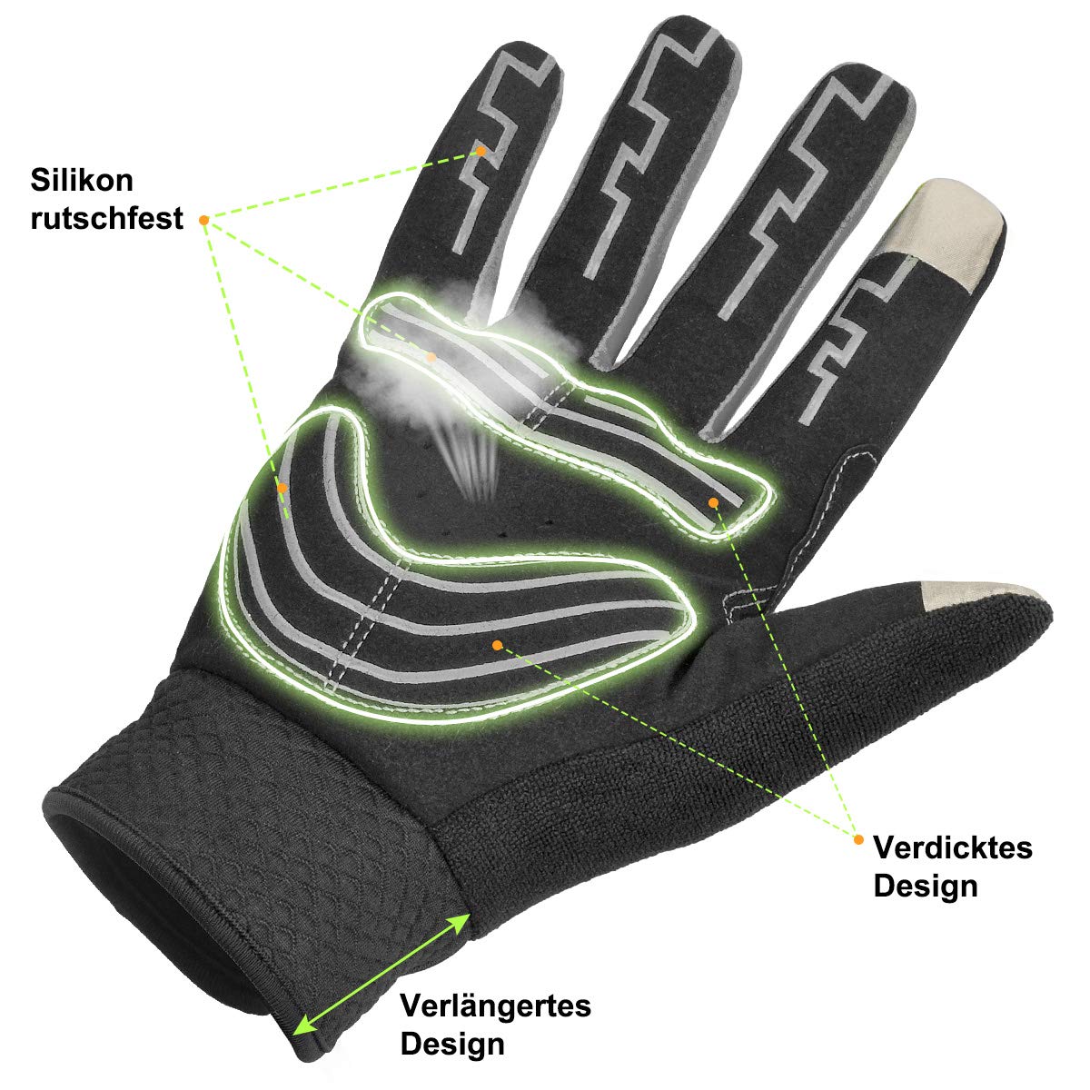 Fahrradhandschuhe Herren Radsporthandschuhe Rutschfeste und Stoßdämpfende Mountainbike Handschuhe mit Touchscreen Finger für Radsport MTB Road Race Downhill Wandern und andere Sports Unisex (Grau, M)