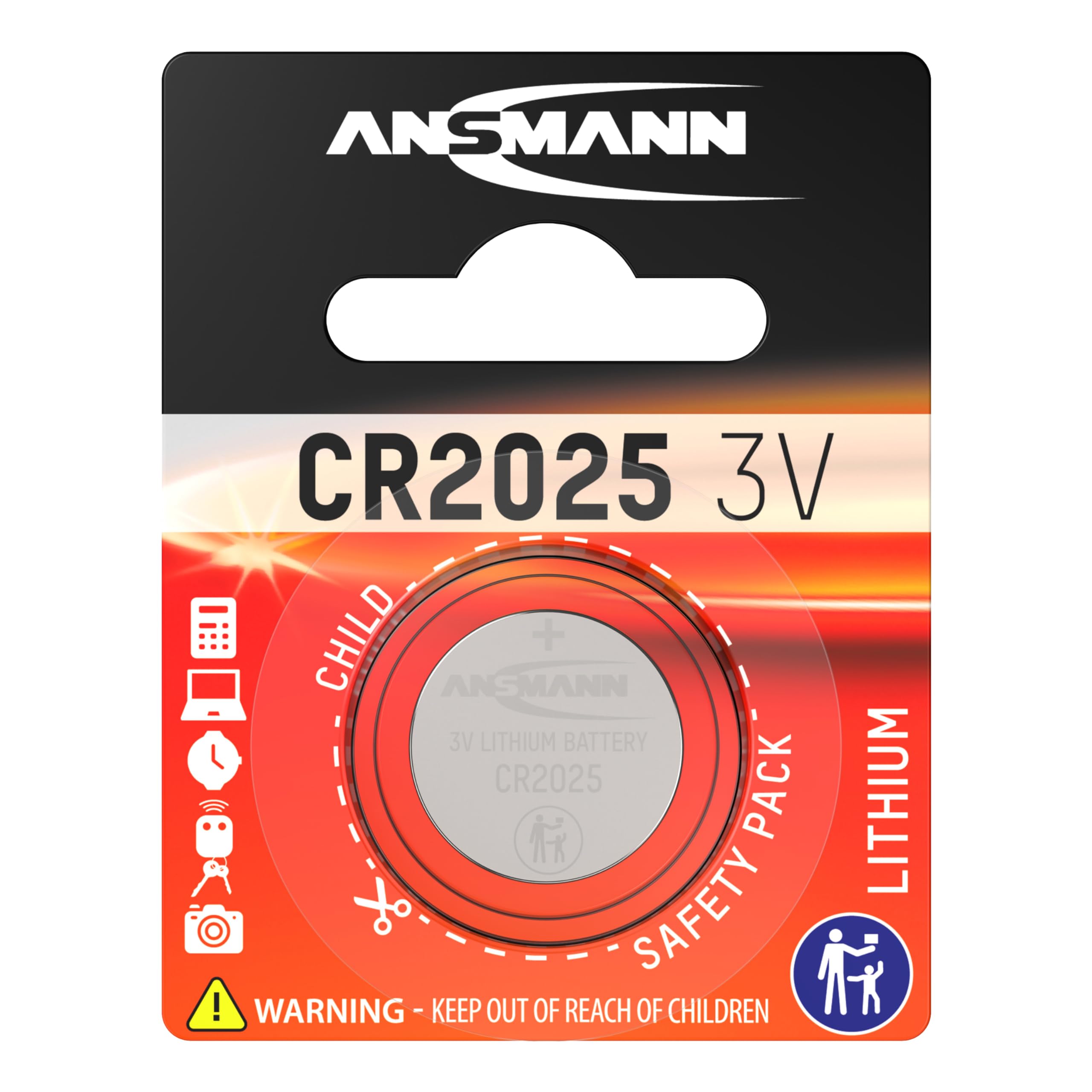 ANSMANN 5020142 CR2025 Coin Battery [Pack of 1] Lithium 3V Button Cell